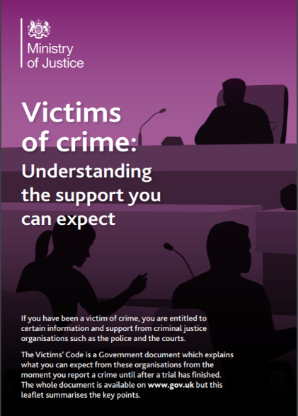 Victims of Crime leaflet from the Ministry of Justice.
